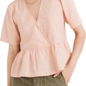 Madewell Crossover Peplum Top, size S